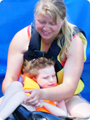 small boy during Dolphin Therapy